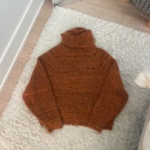 William Rast Orange Brown Turtleneck Sweater